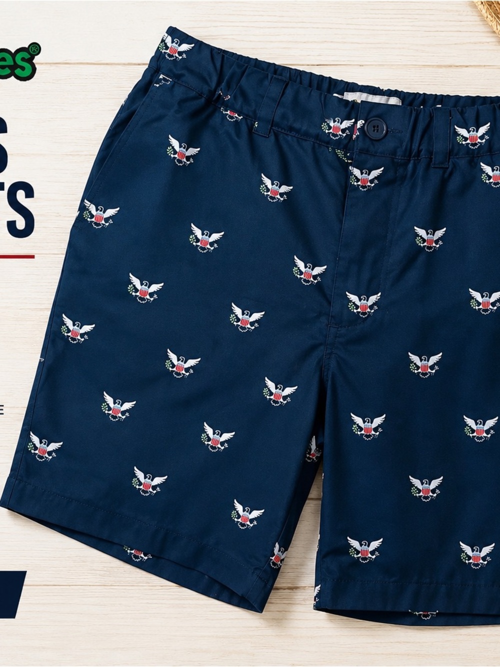 Tipsy Elves Navy Shorts with Yellow and Green Logo